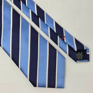 CHAPS RALPH LAUREN SILK TIE BLUE WHITE MIXED TEXTURE SATIN STRIPE 3.75" X 58"